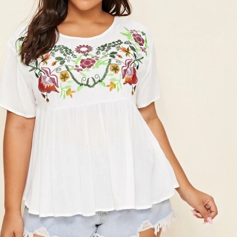 SHEIN  Women's Short-Sleeved Floral Pattern Tunic - Picture 3 of 11